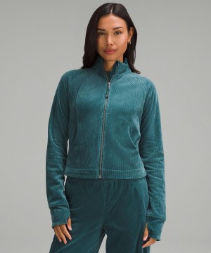 Turquoise Lululemon Scuba Track Women Coats & Jackets | NZ_LuLu65883