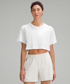 White Lululemon All Yours Cropped T-Shirt Women Shirts | NZ_LuLu78039