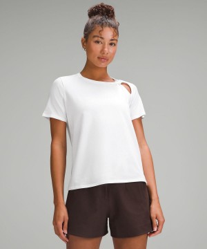 White Lululemon Cotton Shoulder-Twist Women T Shirts | NZ_LuLu21339