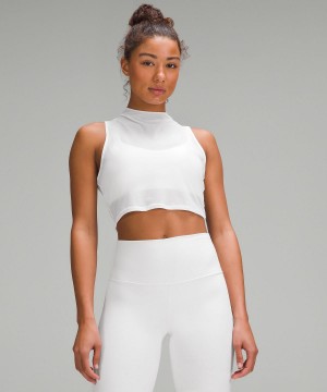 White Lululemon Keyhole Mesh Women Tank Top | NZ_LuLu27190