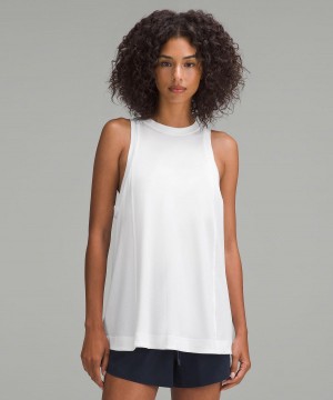 White Lululemon Long Cotton Crewneck Women Tank Top | NZ_LuLu16797