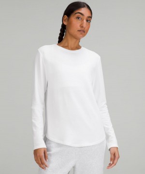 White Lululemon Love Modal Fleece Long-Sleeve Women Shirts | NZ_LuLu81225