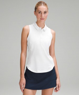 White Lululemon Quick Dry Sleeveless Women Polo Shirts | NZ_LuLu15661