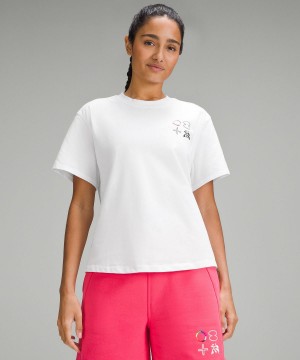 White Lululemon Relaxed-Fit Cotton Jersey T-Shirt Women Shirts | NZ_LuLu12516