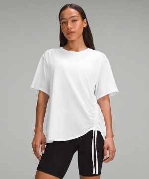 White Lululemon Side-Cinch Cotton T-Shirt Women Shirts | NZ_LuLu14803