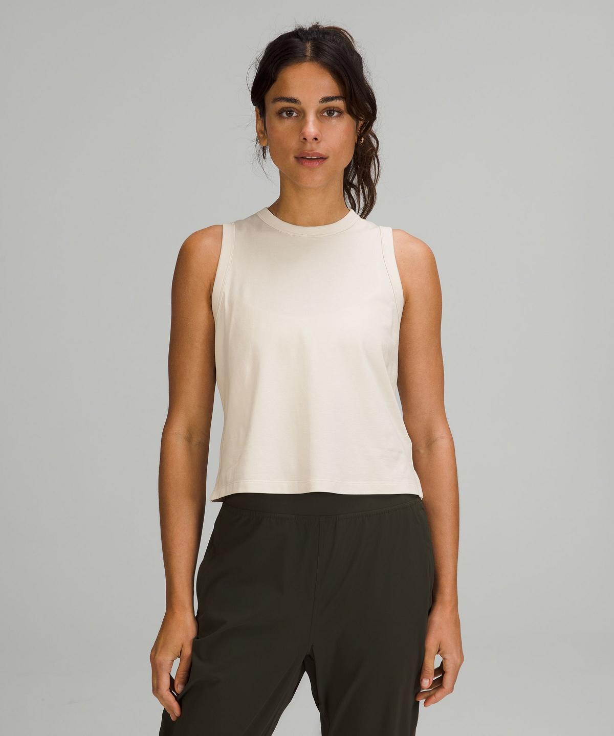 Beige Lululemon Classic-Fit Cotton-Blend Tank Women Shirts | NZ_LuLu14692