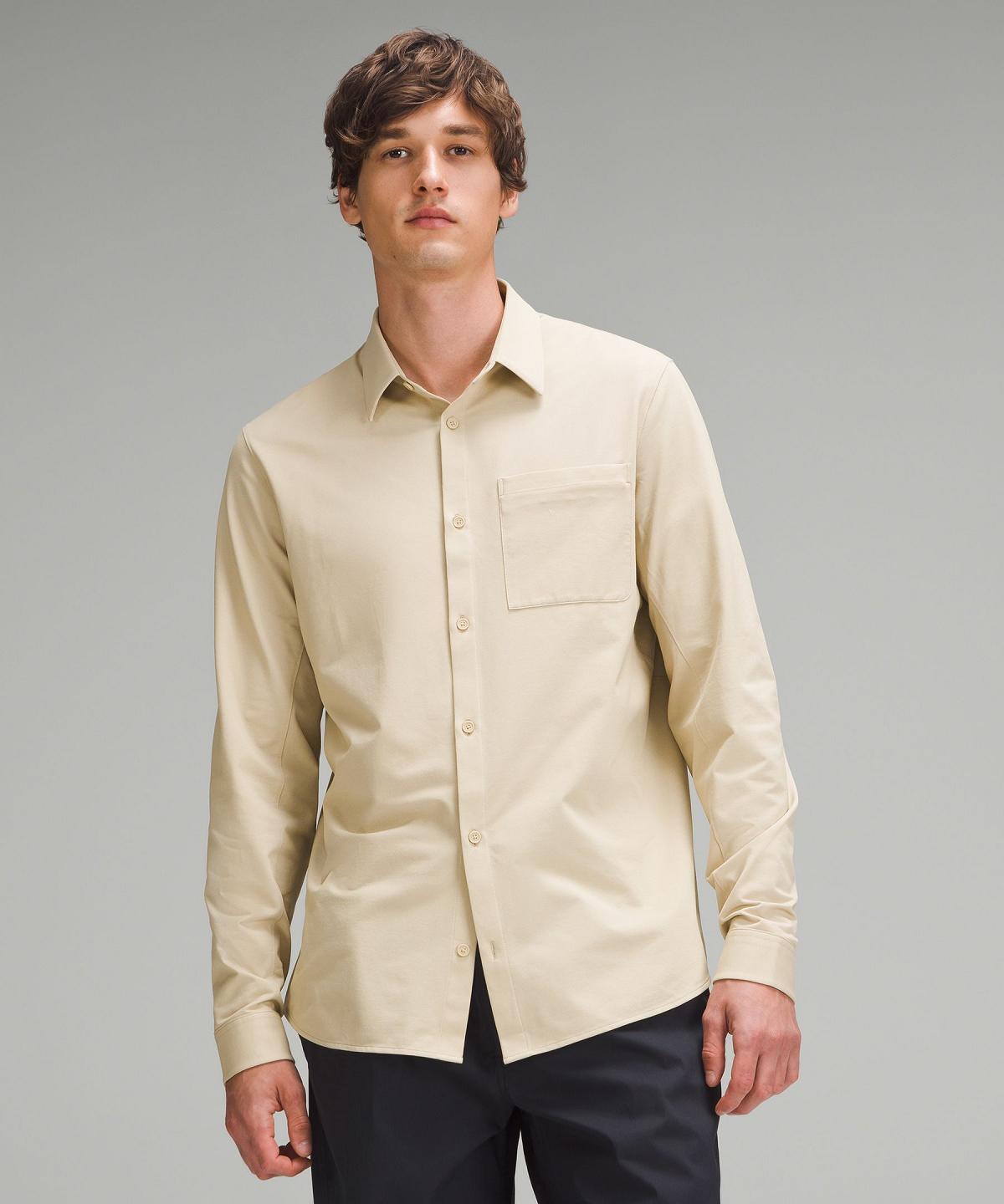 Beige Lululemon Commission Long-Sleeve Men Button Down Shirts | NZ_LuLu25068