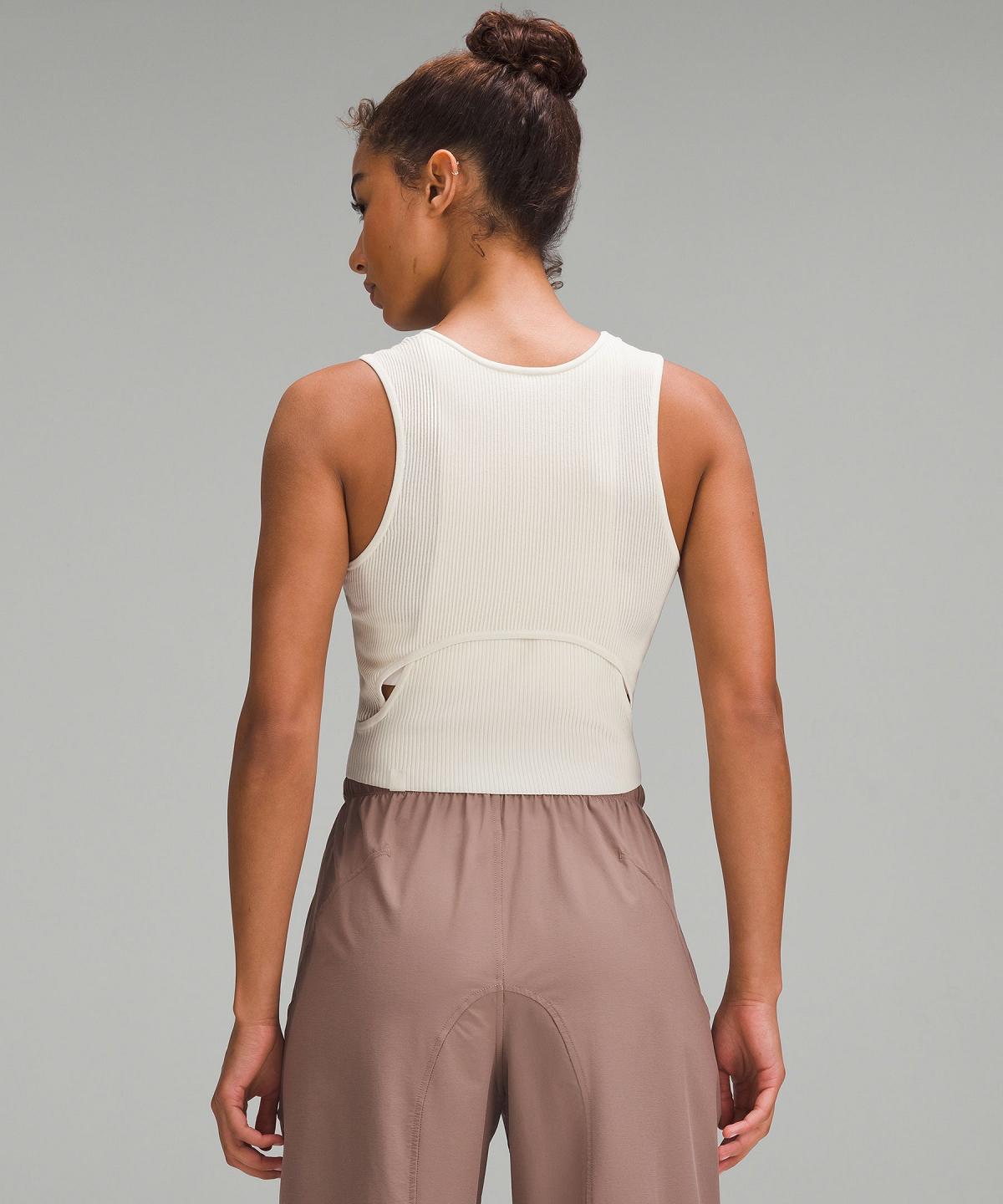 Beige Lululemon Cut-Out Knit Women Tank Top | NZ_LuLu77123