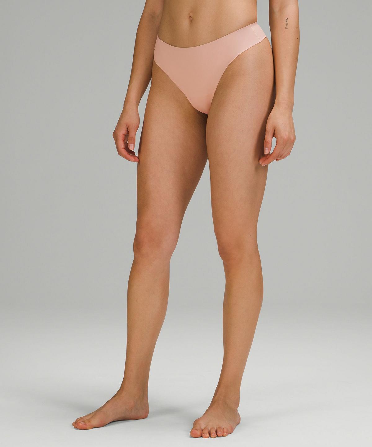 Beige Lululemon InvisiWear Mid-Rise Thong Women Underwear | NZ_LuLu87210