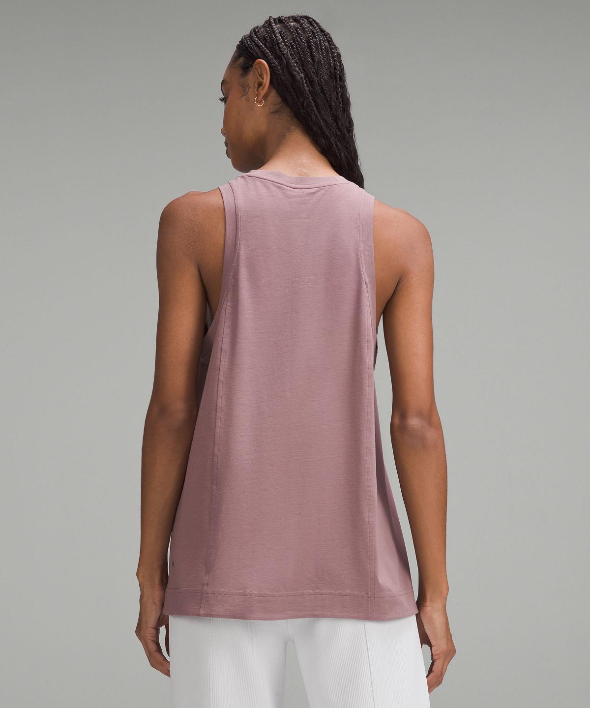 Beige Lululemon Long Cotton Crewneck Women Tank Top | NZ_LuLu92620