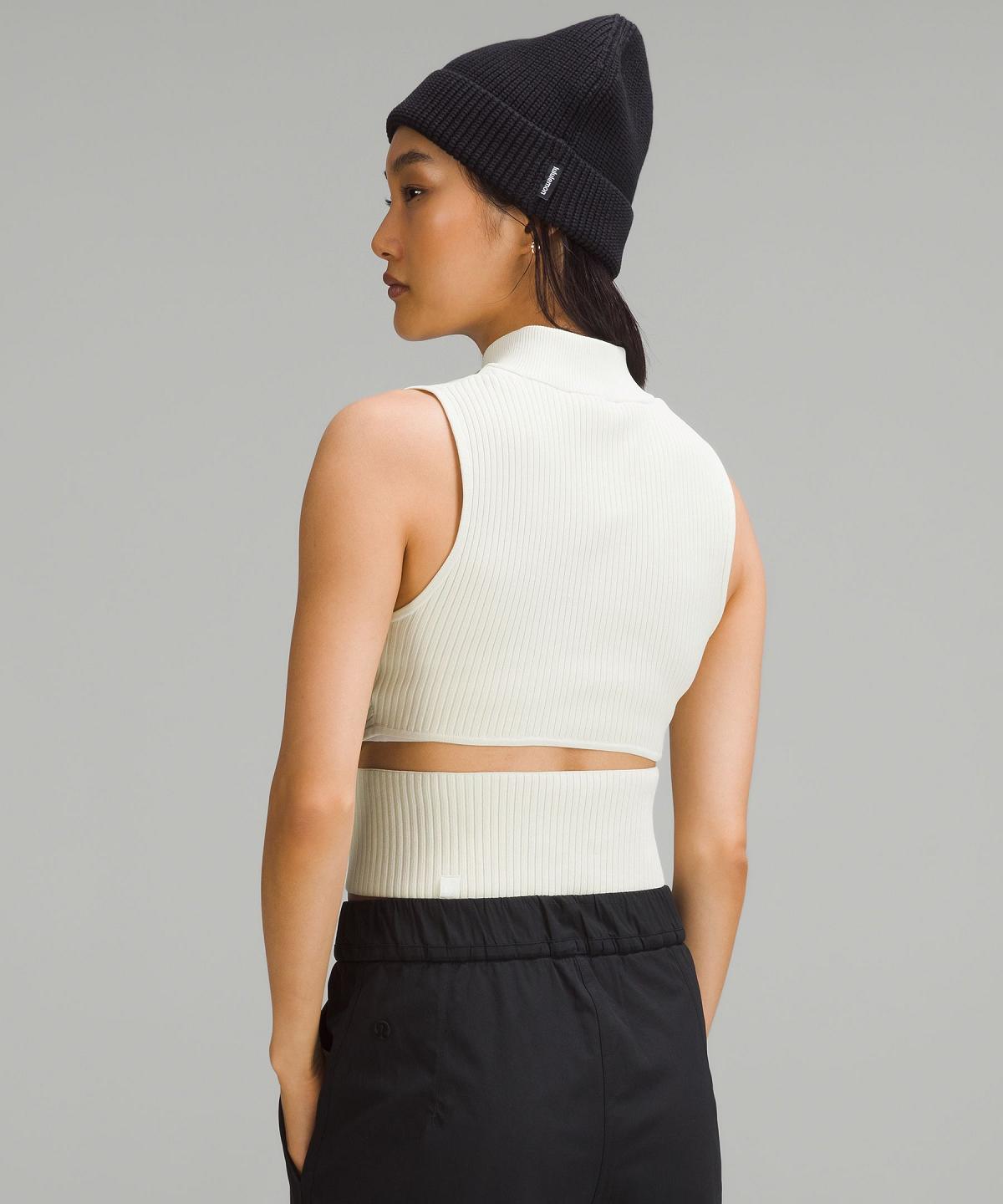 Beige Lululemon Open Back Half-Zip Sweater Women Tank Top | NZ_LuLu69892