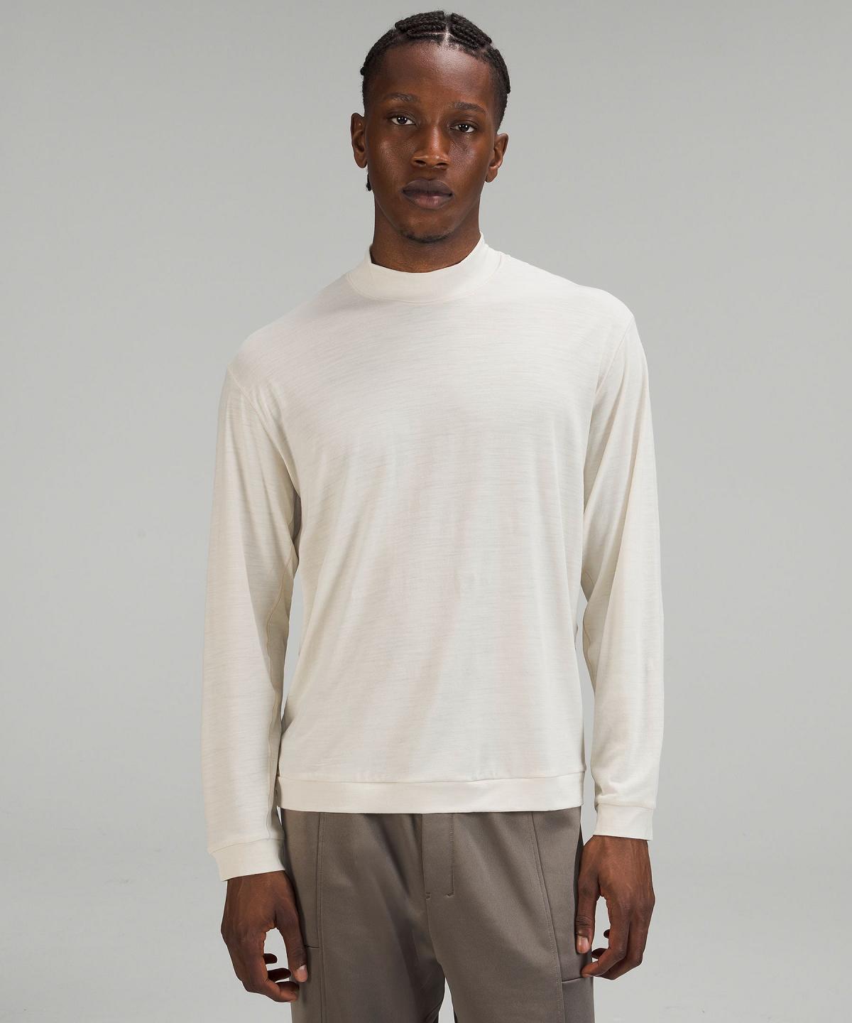 Beige White Lululemon Merino Wool-Blend Long-Sleeve Men Shirts | NZ_LuLu57170