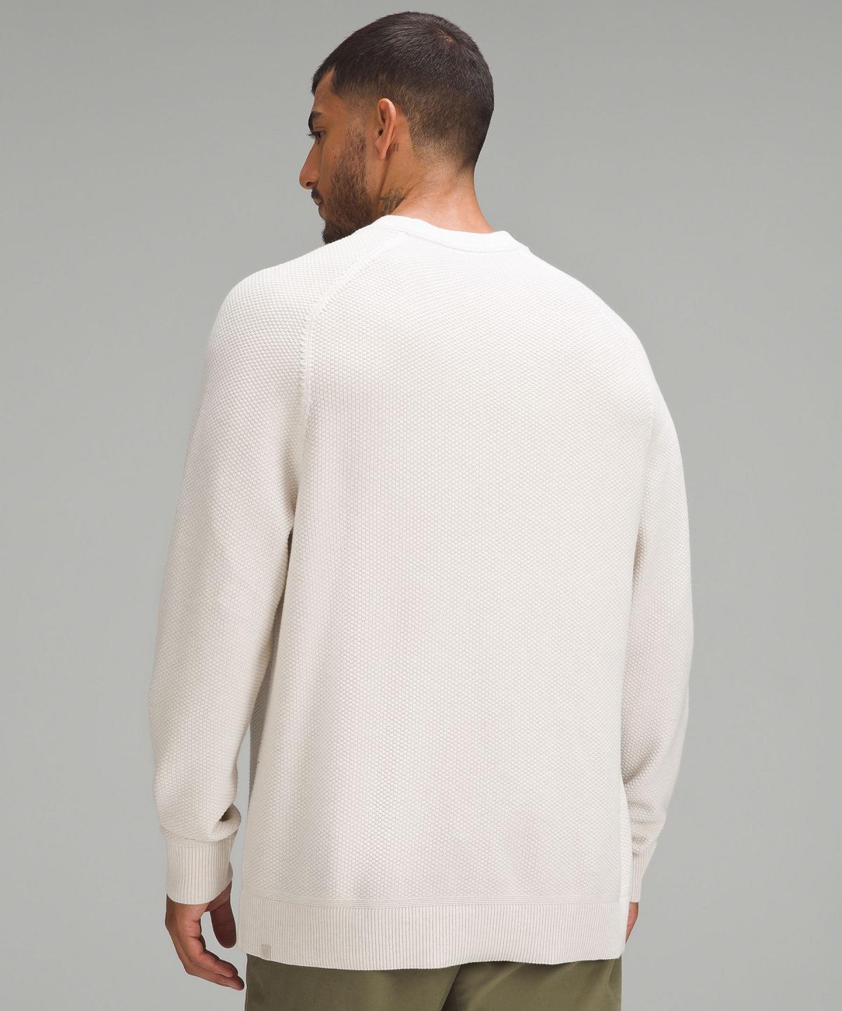 Beige White Lululemon Textured Knit Crewneck Men Hoodies & Sweatshirts | NZ_LuLu90350