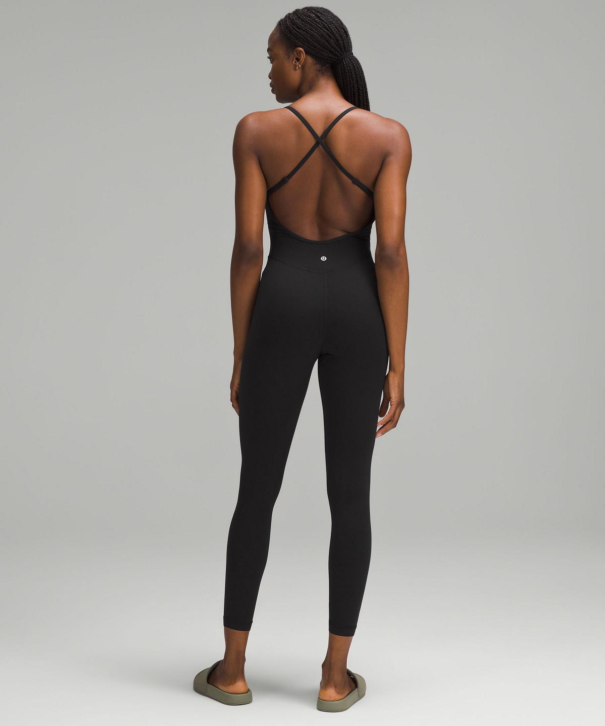 Black Lululemon Align™ Cross-Back Bodysuit 25" Women Jumpsuit | NZ_LuLu47588