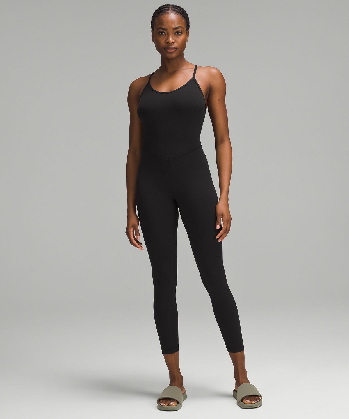 Black Lululemon Align™ Cross-Back Bodysuit 25" Women Jumpsuit | NZ_LuLu47588