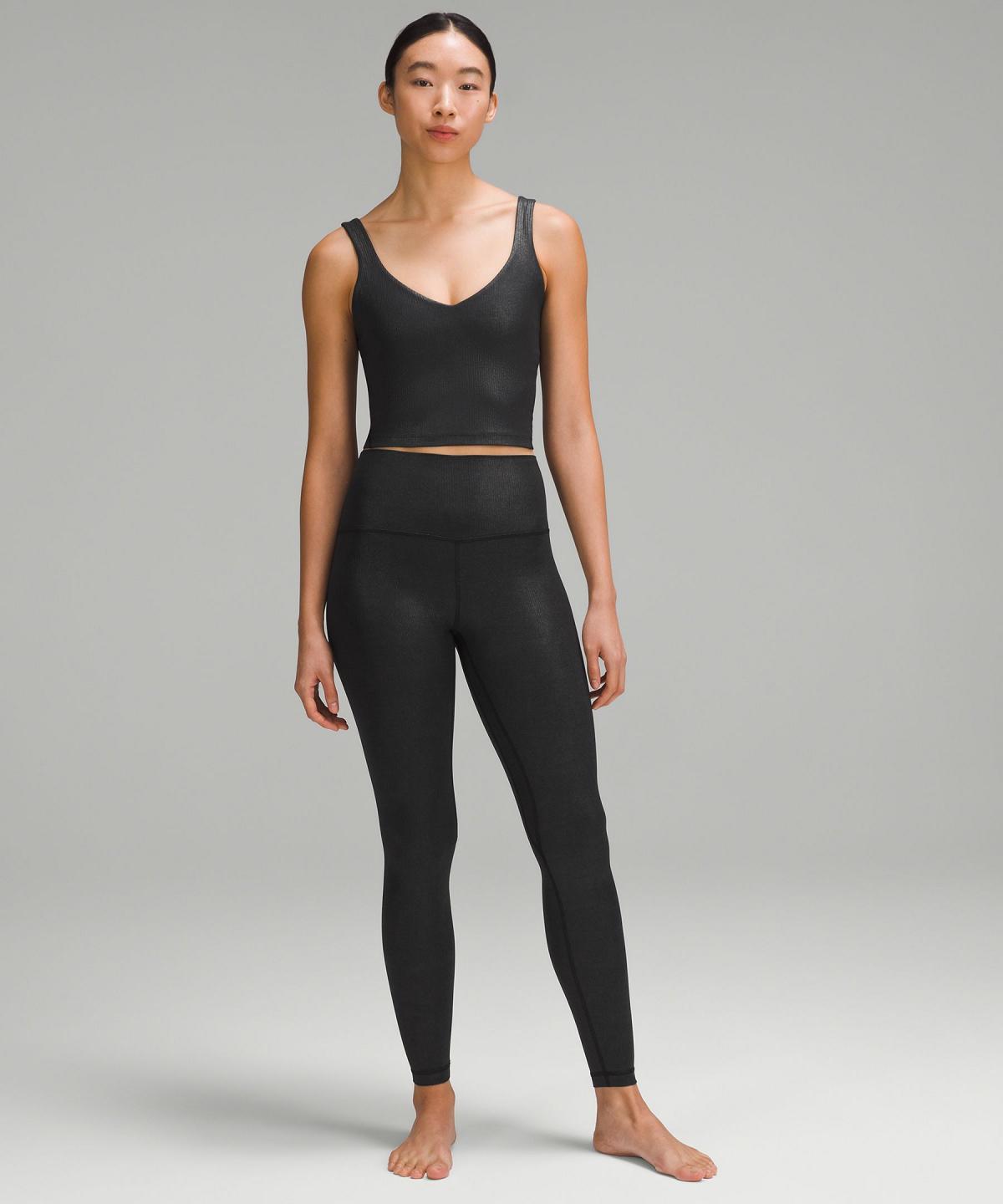 Black Lululemon Align™ High-Rise Ribbed Pant 28" Women Leggings | NZ_LuLu85975