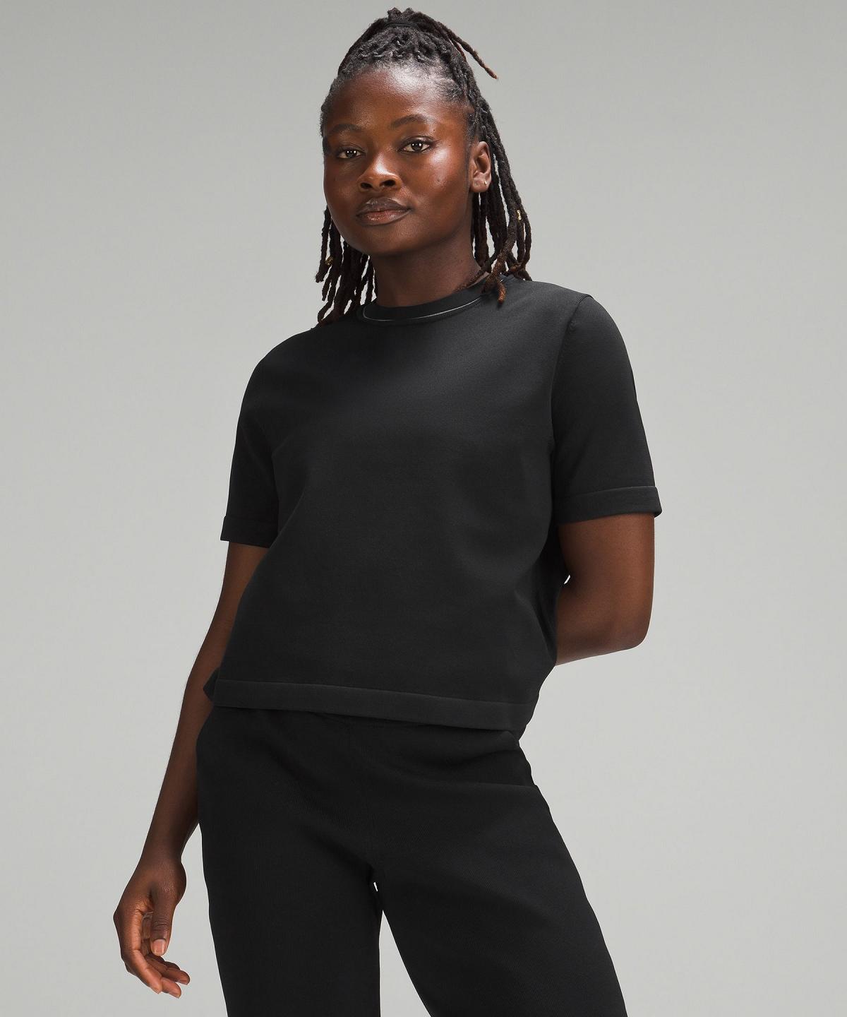 Black Lululemon Boxy Knit Women T Shirts | NZ_LuLu60599