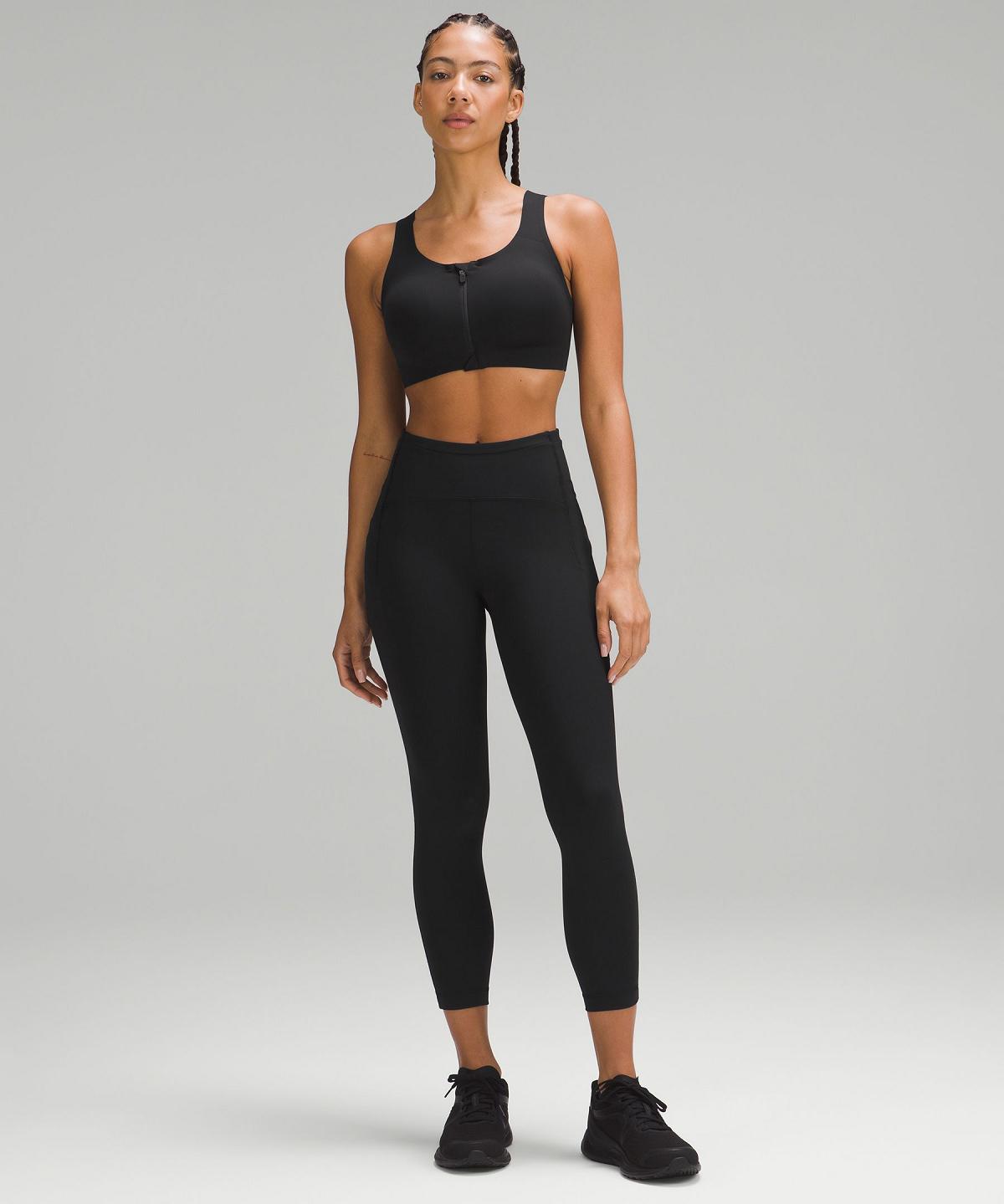 Black Lululemon Enlite Front-Zip Women Sports Bra | NZ_LuLu20636