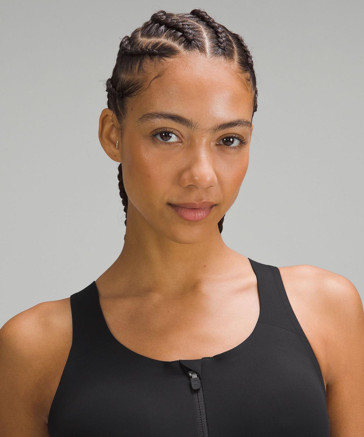 Black Lululemon Enlite Front-Zip Women Sports Bra | NZ_LuLu20636