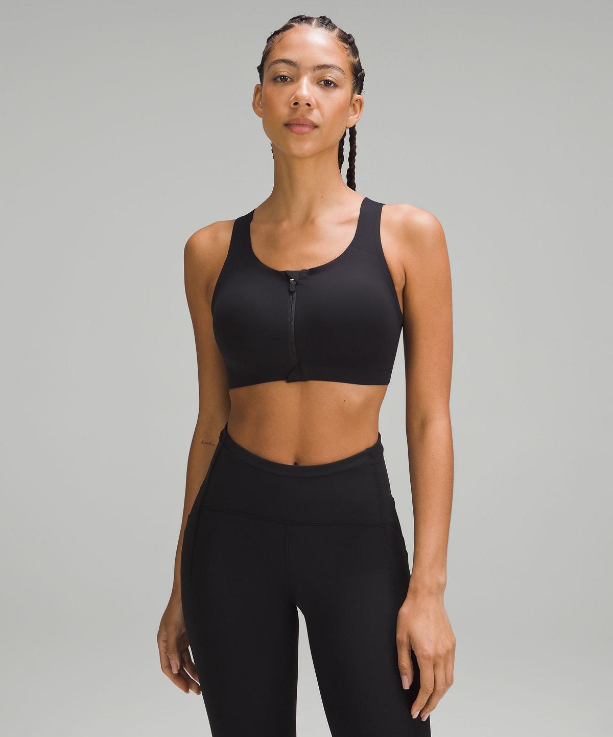 Black Lululemon Enlite Front-Zip Women Sports Bra | NZ_LuLu20636