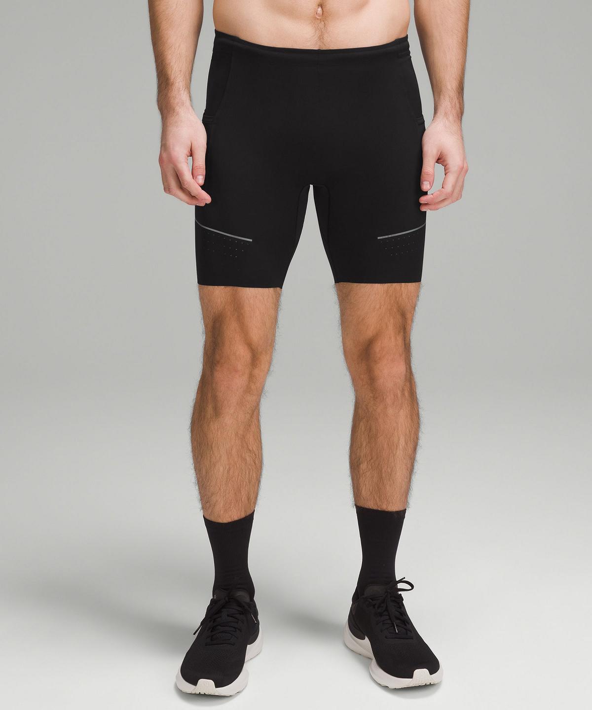 Black Lululemon Fast and Free Half Tight 8" Men Shorts | NZ_LuLu83175