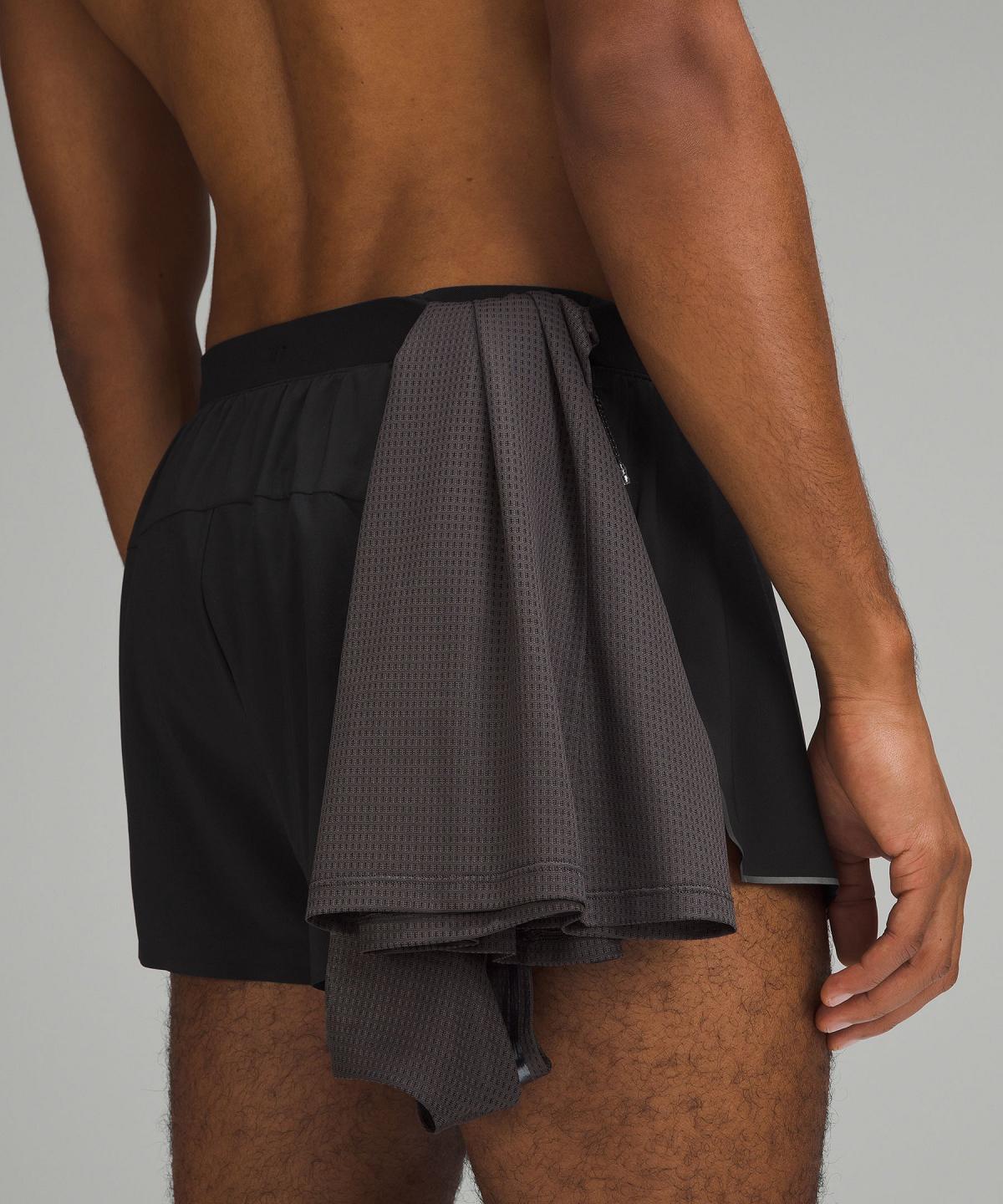 Black Lululemon Fast and Free Split 3" Men Shorts | NZ_LuLu78417