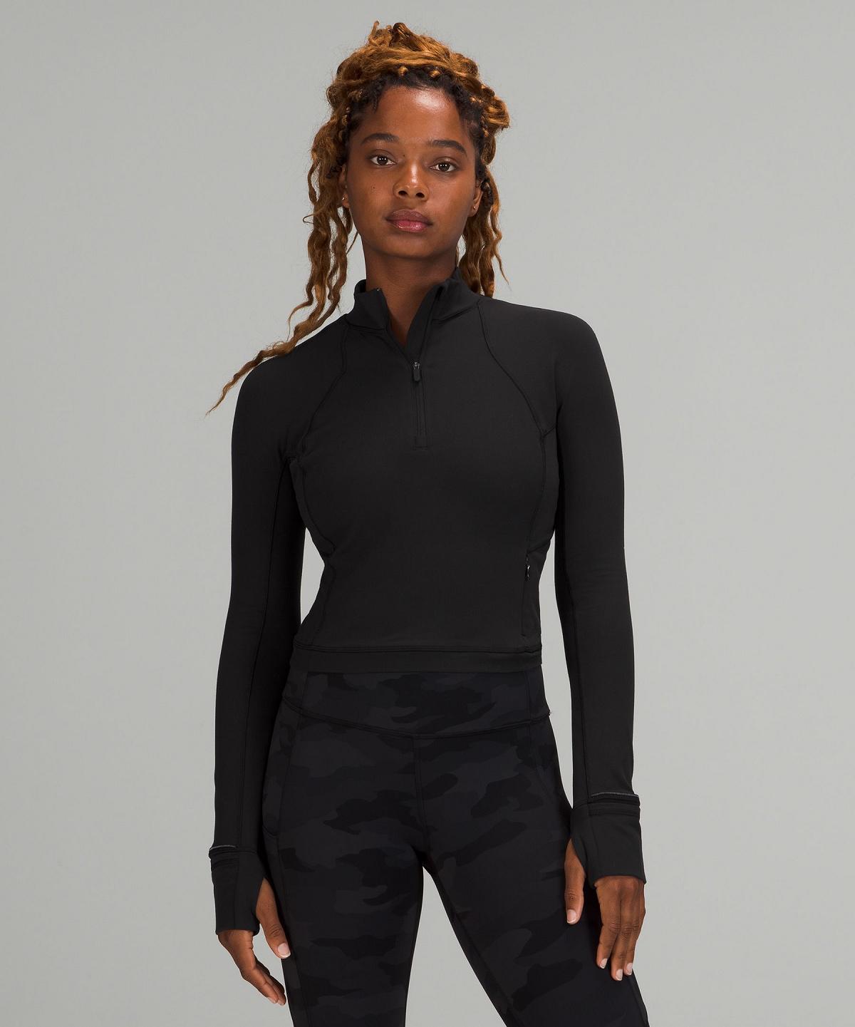 Black Lululemon It's Rulu Cropped Half Zip Women Hoodies & Sweatshirts | NZ_LuLu63218