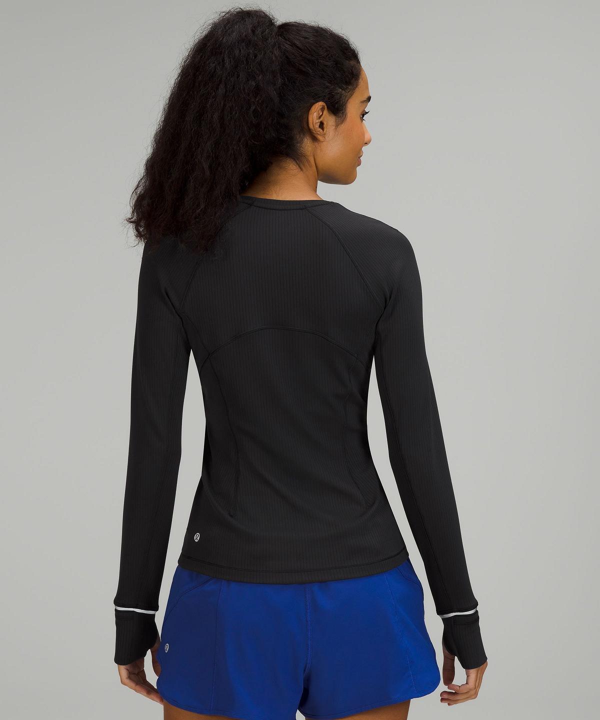 Black Lululemon It's Rulu Ribbed Long-Sleeve Women Shirts | NZ_LuLu97917