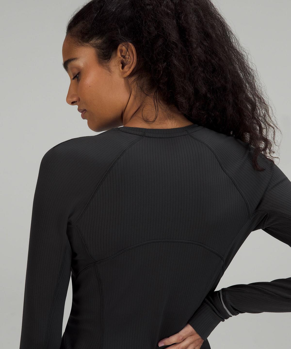 Black Lululemon It's Rulu Ribbed Long-Sleeve Women Shirts | NZ_LuLu97917