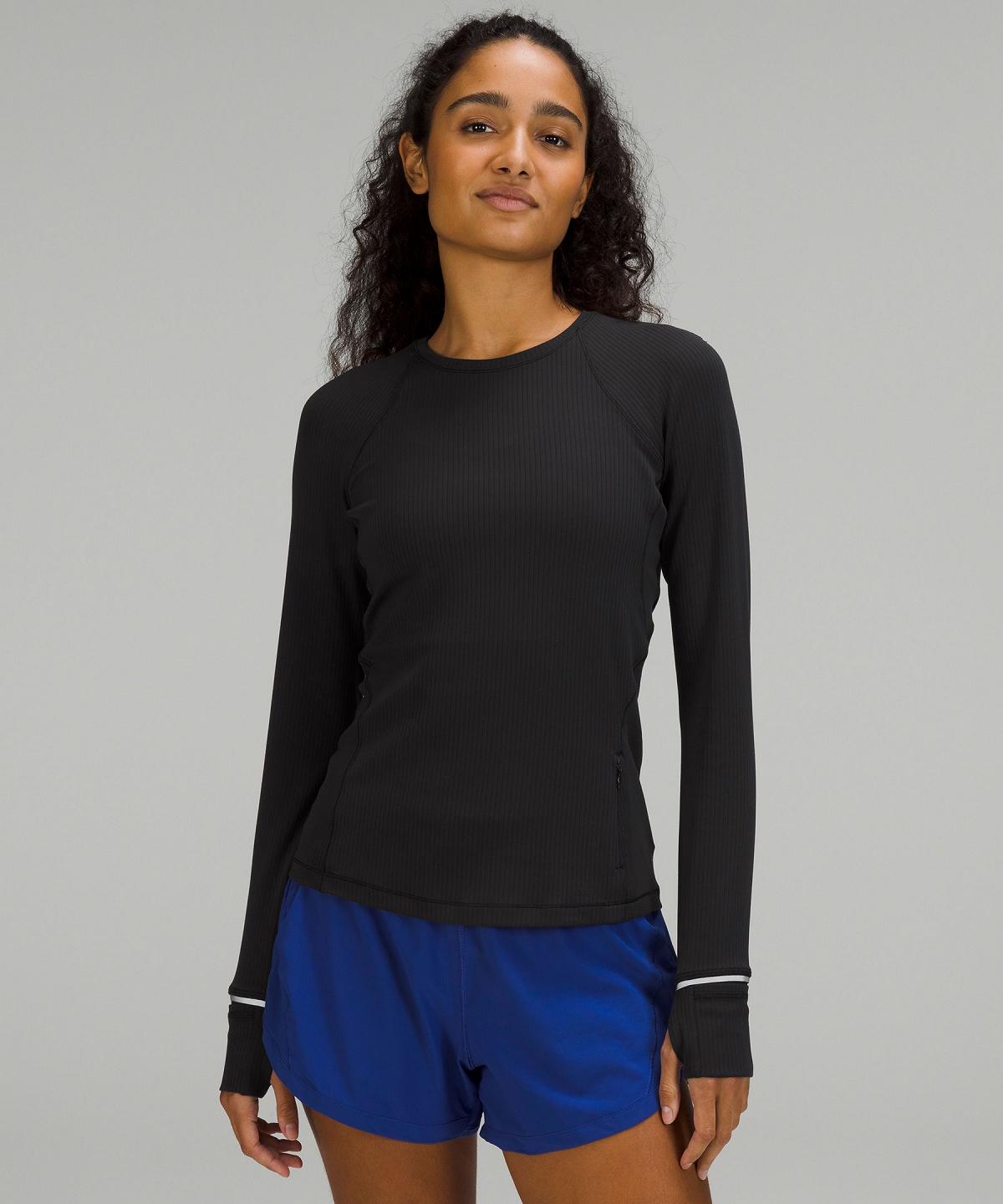 Black Lululemon It's Rulu Ribbed Long-Sleeve Women Shirts | NZ_LuLu97917