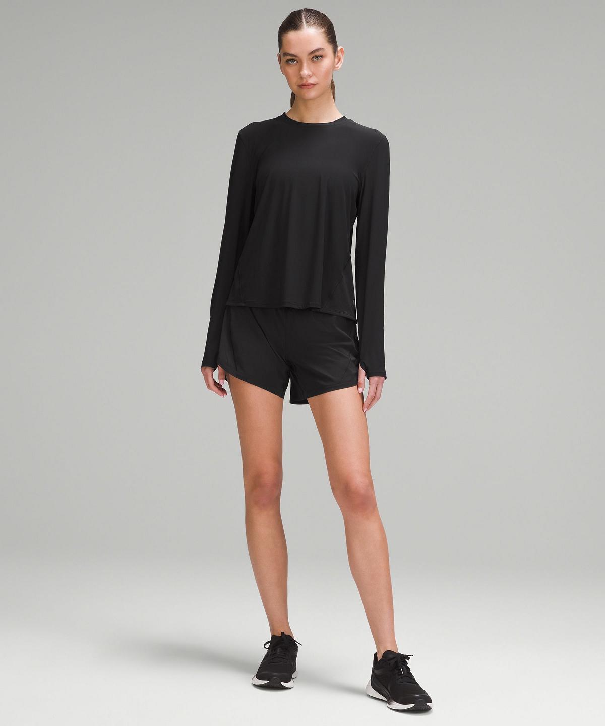 Black Lululemon Mesh Panelled Running Women Long Sleeve Shirts | NZ_LuLu65525