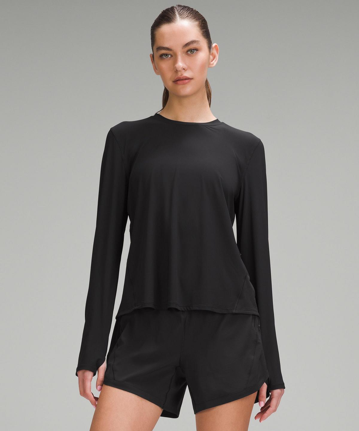 Black Lululemon Mesh Panelled Running Women Long Sleeve Shirts | NZ_LuLu65525