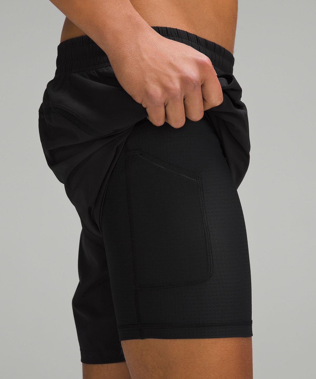 Black Lululemon Pace Breaker Lined 7" Men Shorts | NZ_LuLu16473