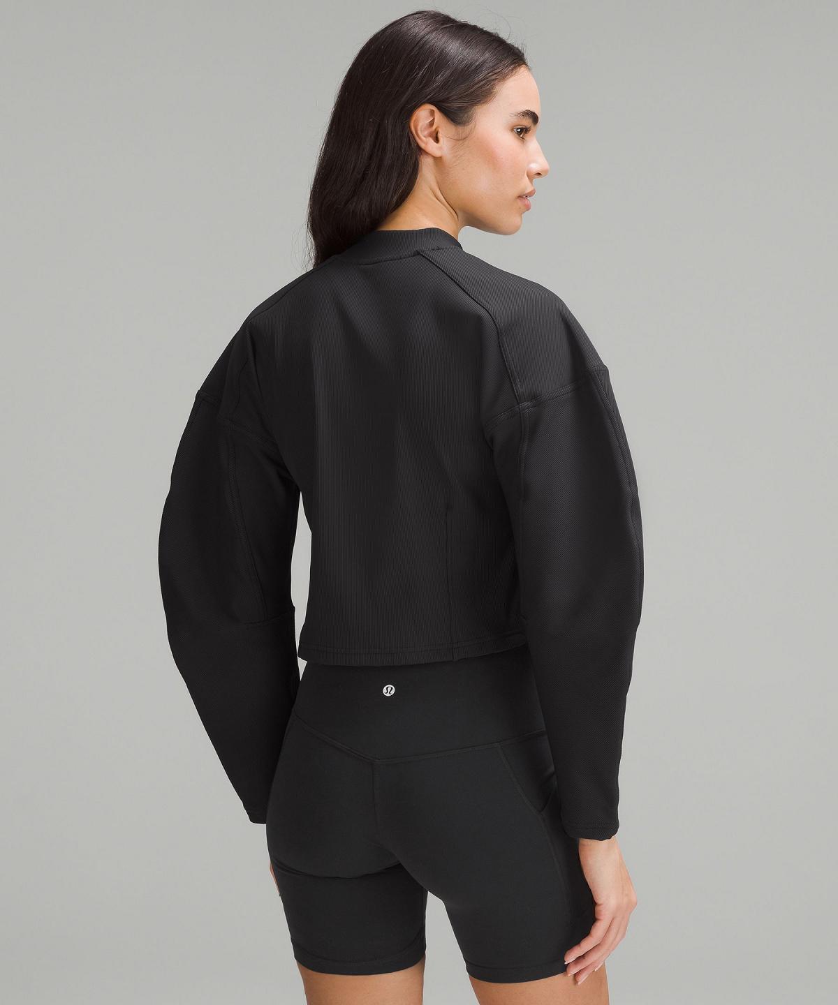 Black Lululemon Ribbed Luxtreme Wide-Sleeve Pullover Women Long Sleeve Shirts | NZ_LuLu89109