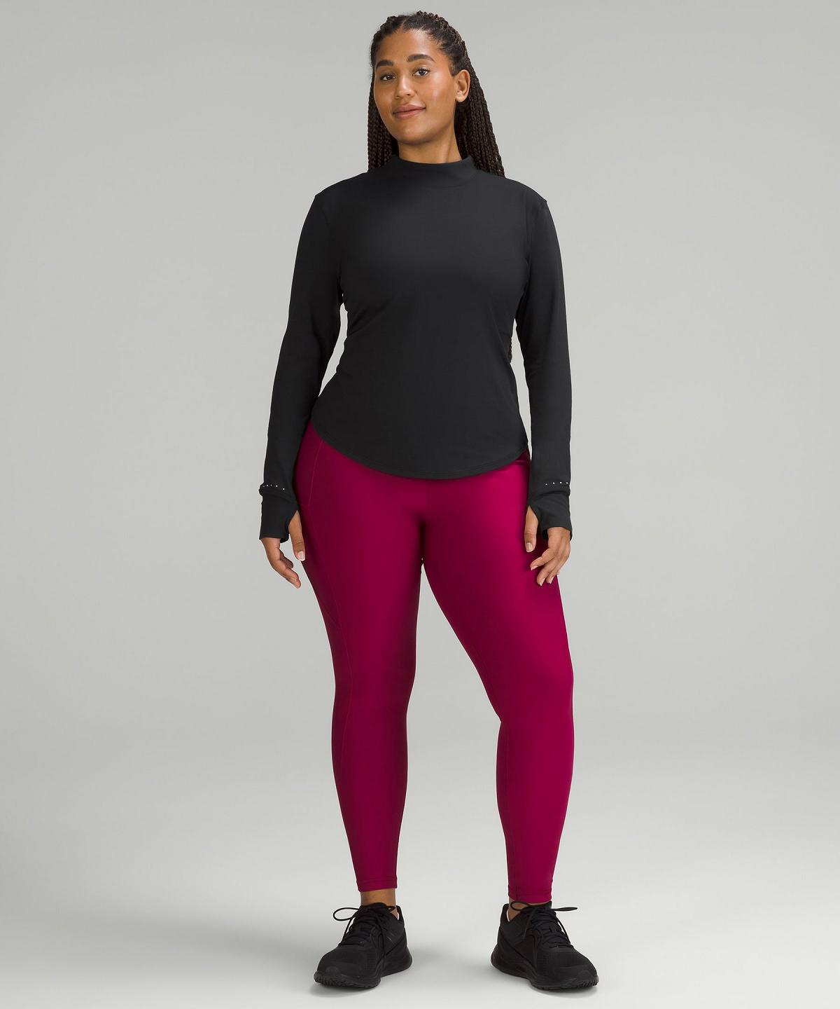 Black Lululemon Rulu Running Mockneck Women Long Sleeve Shirts | NZ_LuLu29980