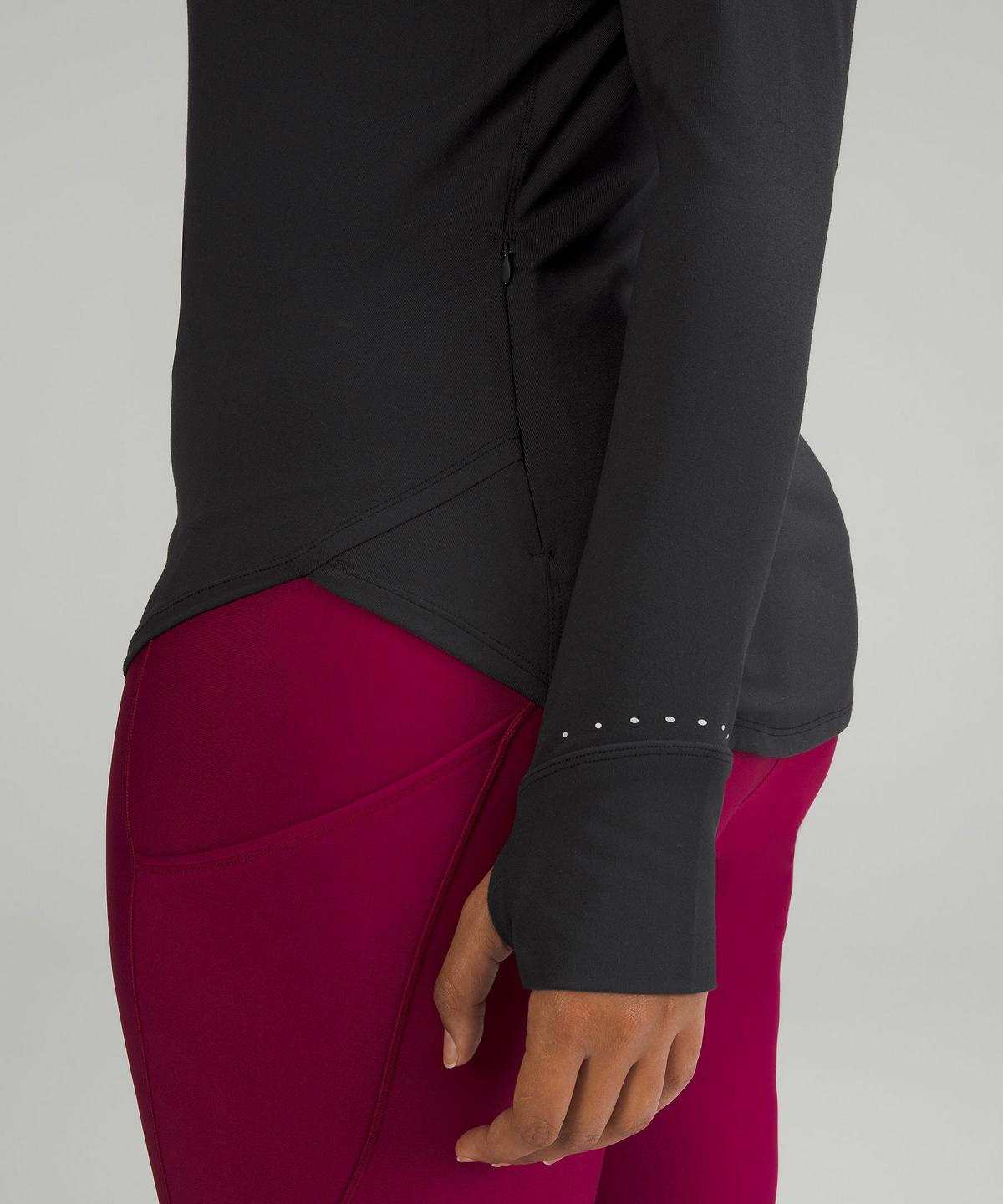 Black Lululemon Rulu Running Mockneck Women Long Sleeve Shirts | NZ_LuLu29980