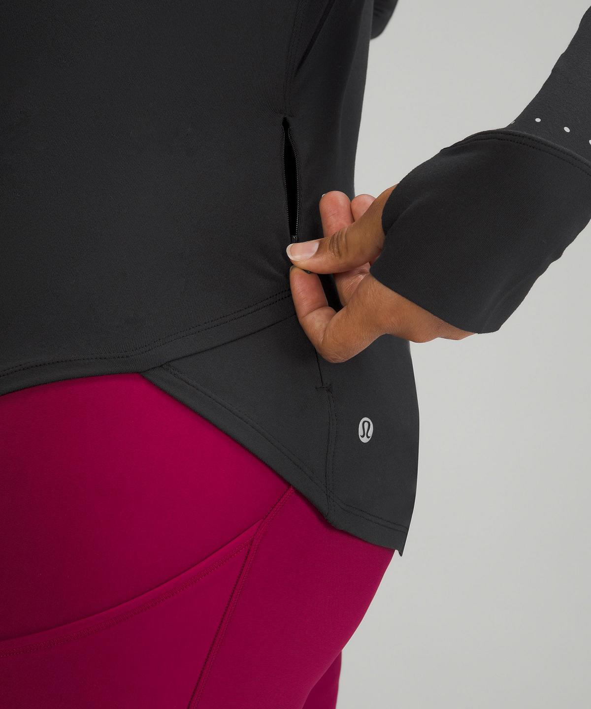 Black Lululemon Rulu Running Mockneck Women Long Sleeve Shirts | NZ_LuLu29980