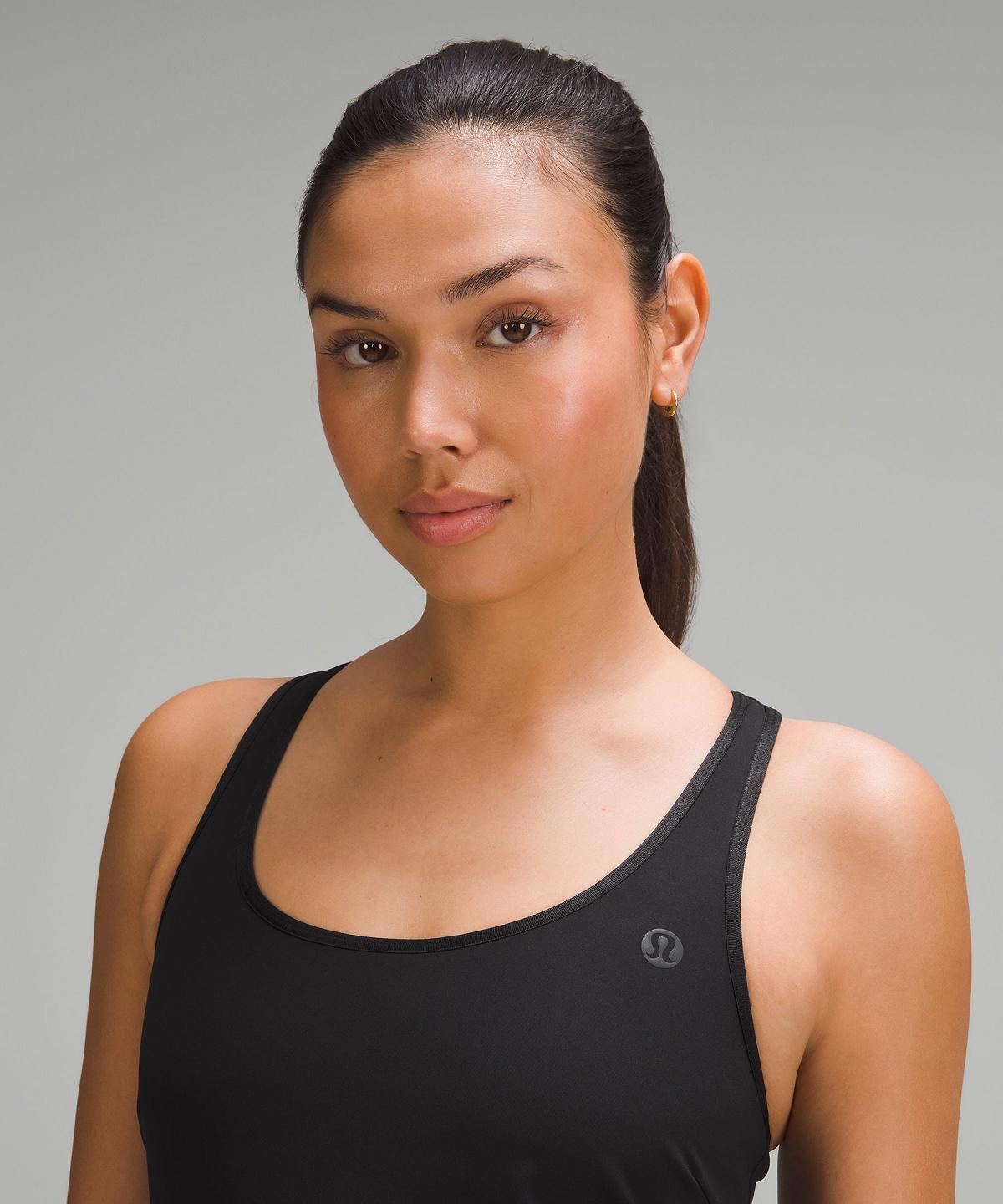 Black Lululemon Scoop-Neck Pleated Linerless Tennis Women Dress | NZ_LuLu85723