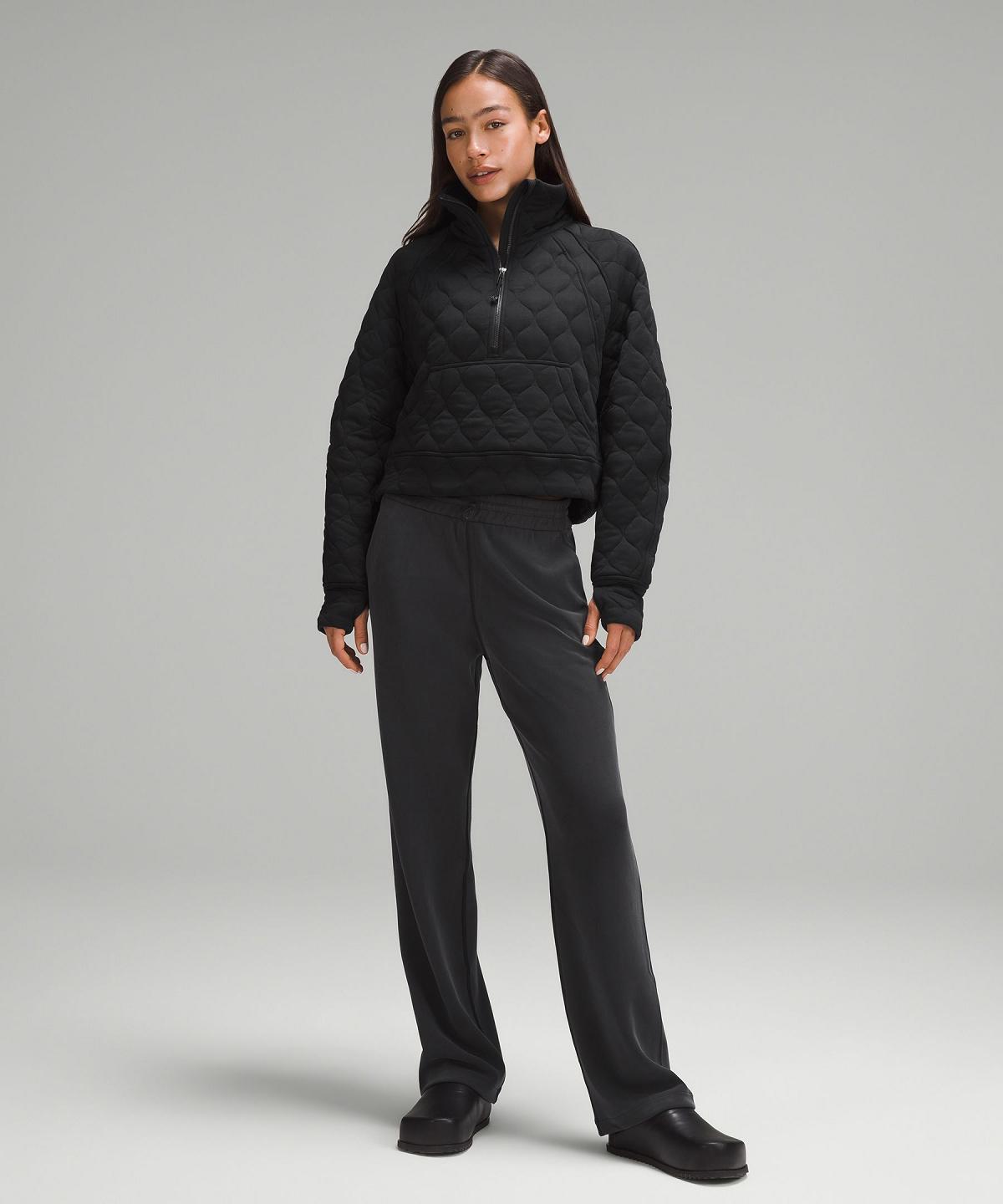 Black Lululemon Scuba Oversized Quilted Half Zip Women Hoodies & Sweatshirts | NZ_LuLu41824