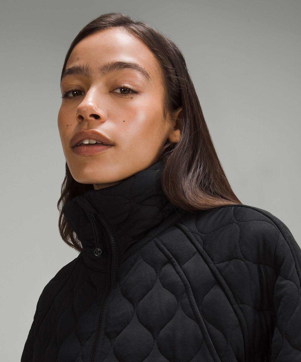 Black Lululemon Scuba Oversized Quilted Half Zip Women Hoodies & Sweatshirts | NZ_LuLu41824