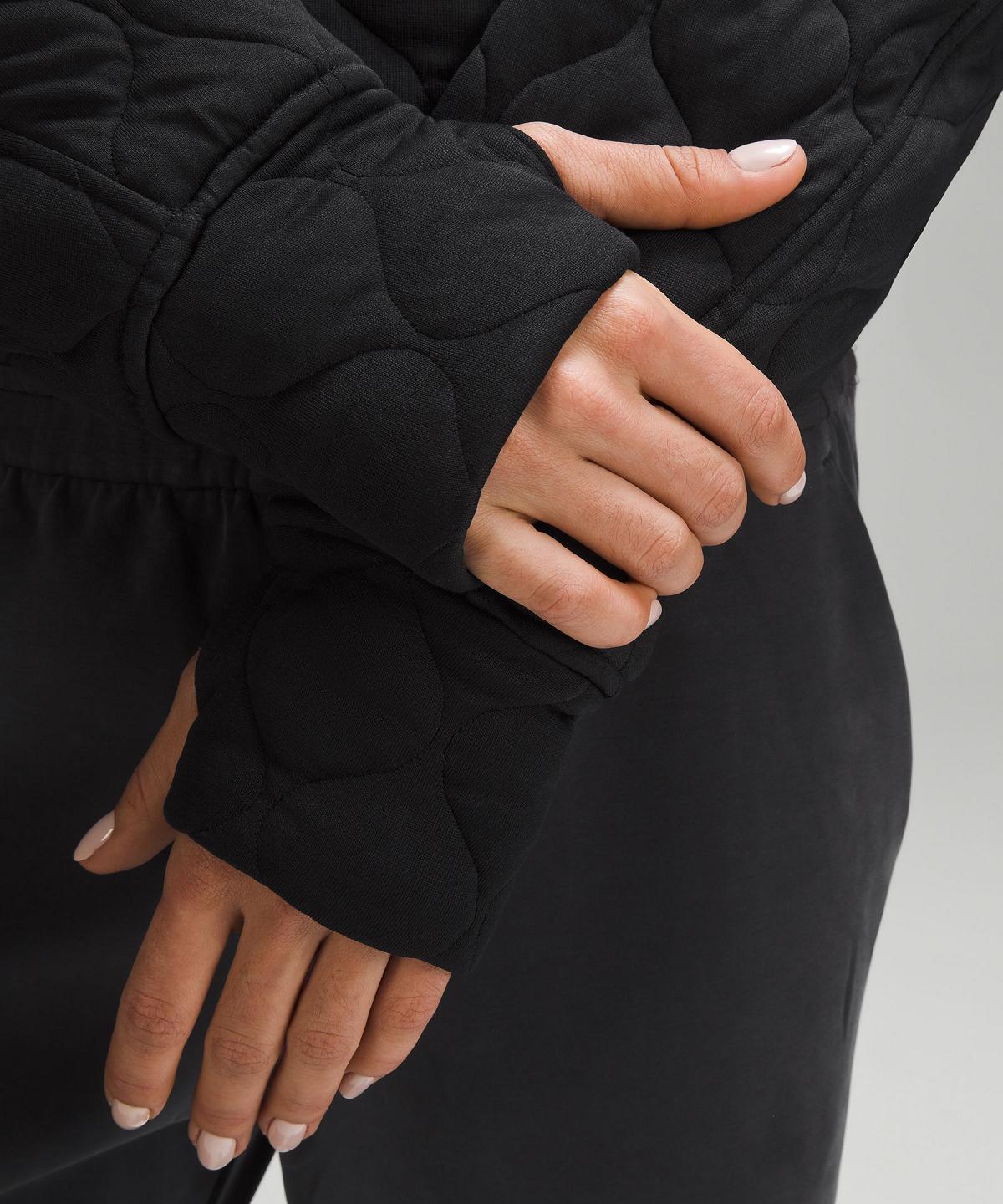 Black Lululemon Scuba Oversized Quilted Half Zip Women Hoodies & Sweatshirts | NZ_LuLu41824