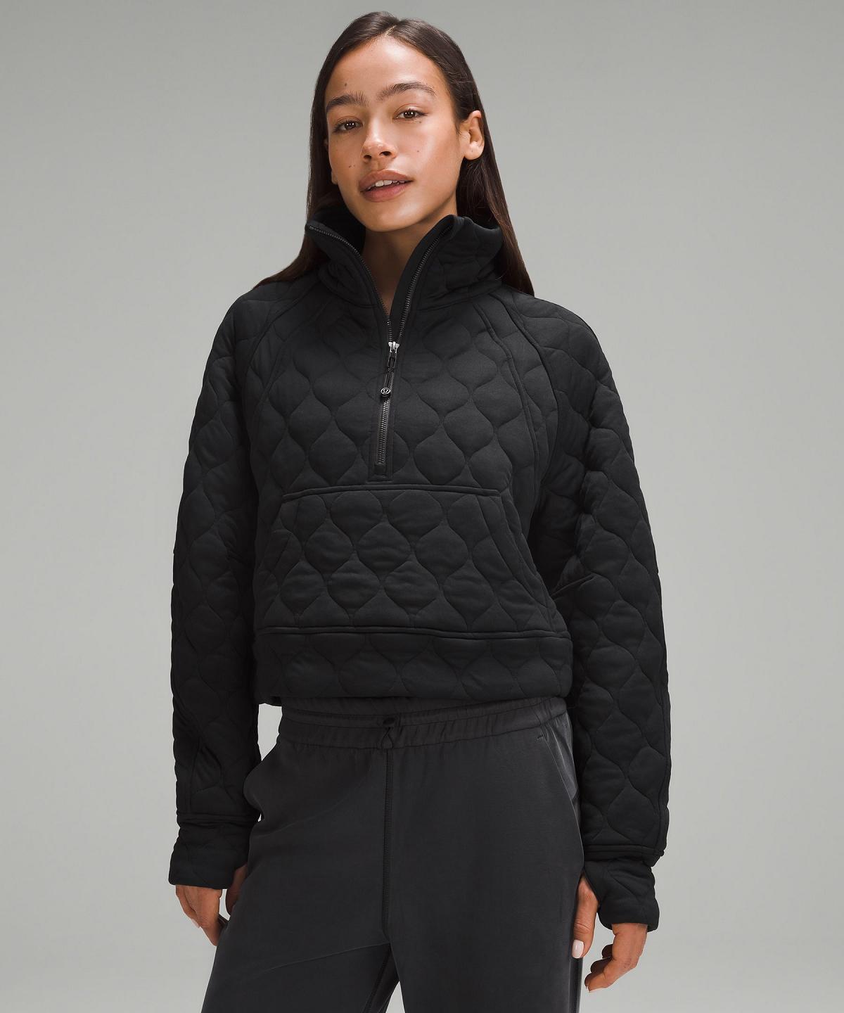 Black Lululemon Scuba Oversized Quilted Half Zip Women Hoodies & Sweatshirts | NZ_LuLu41824