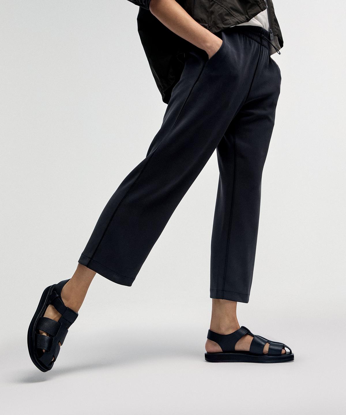 Black Lululemon Softstreme High-Rise Straight-Leg Cropped Women Pants | NZ_LuLu52522