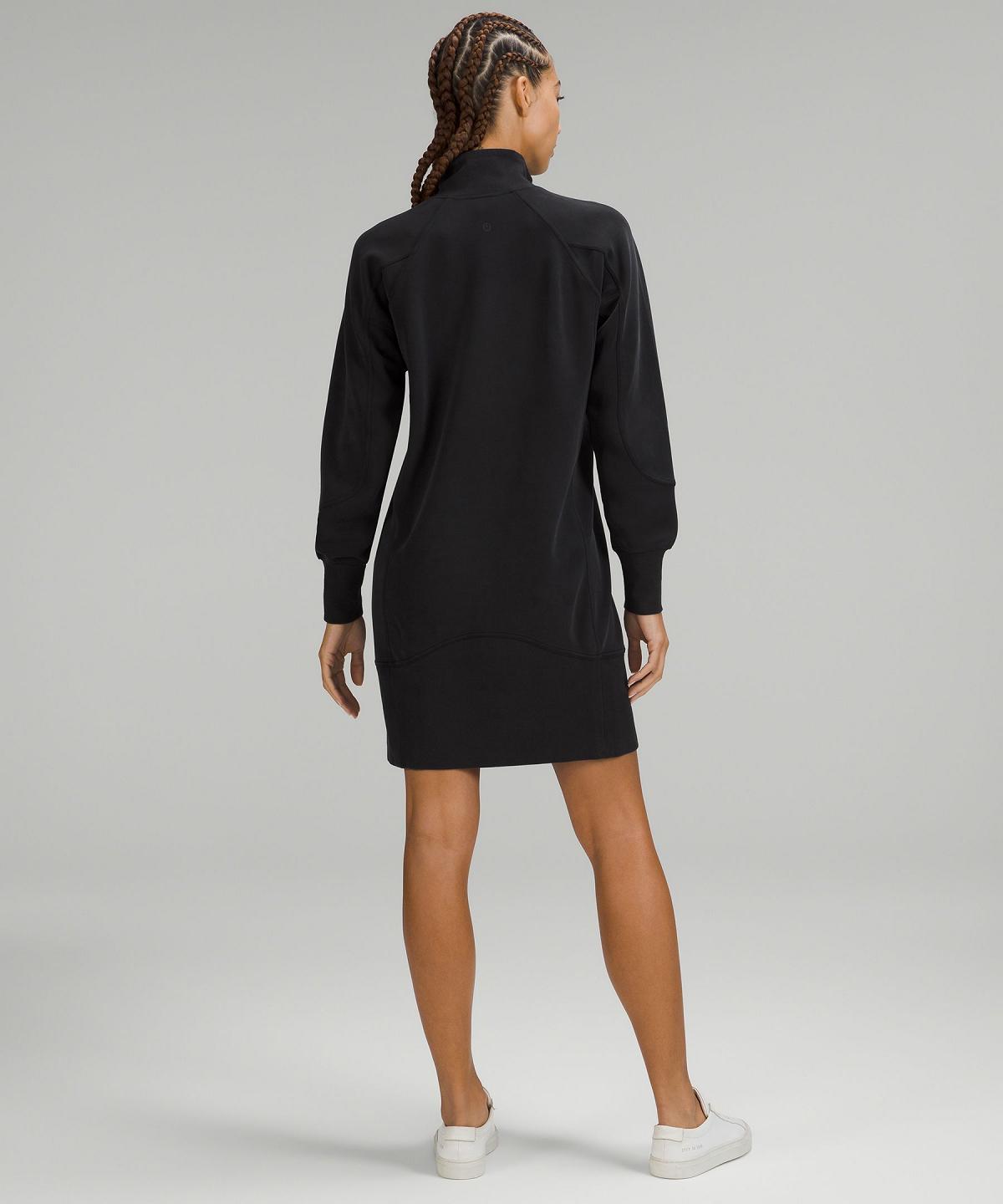 Black Lululemon Softstreme Long-Sleeve Half-Zip Women Dress | NZ_LuLu60340