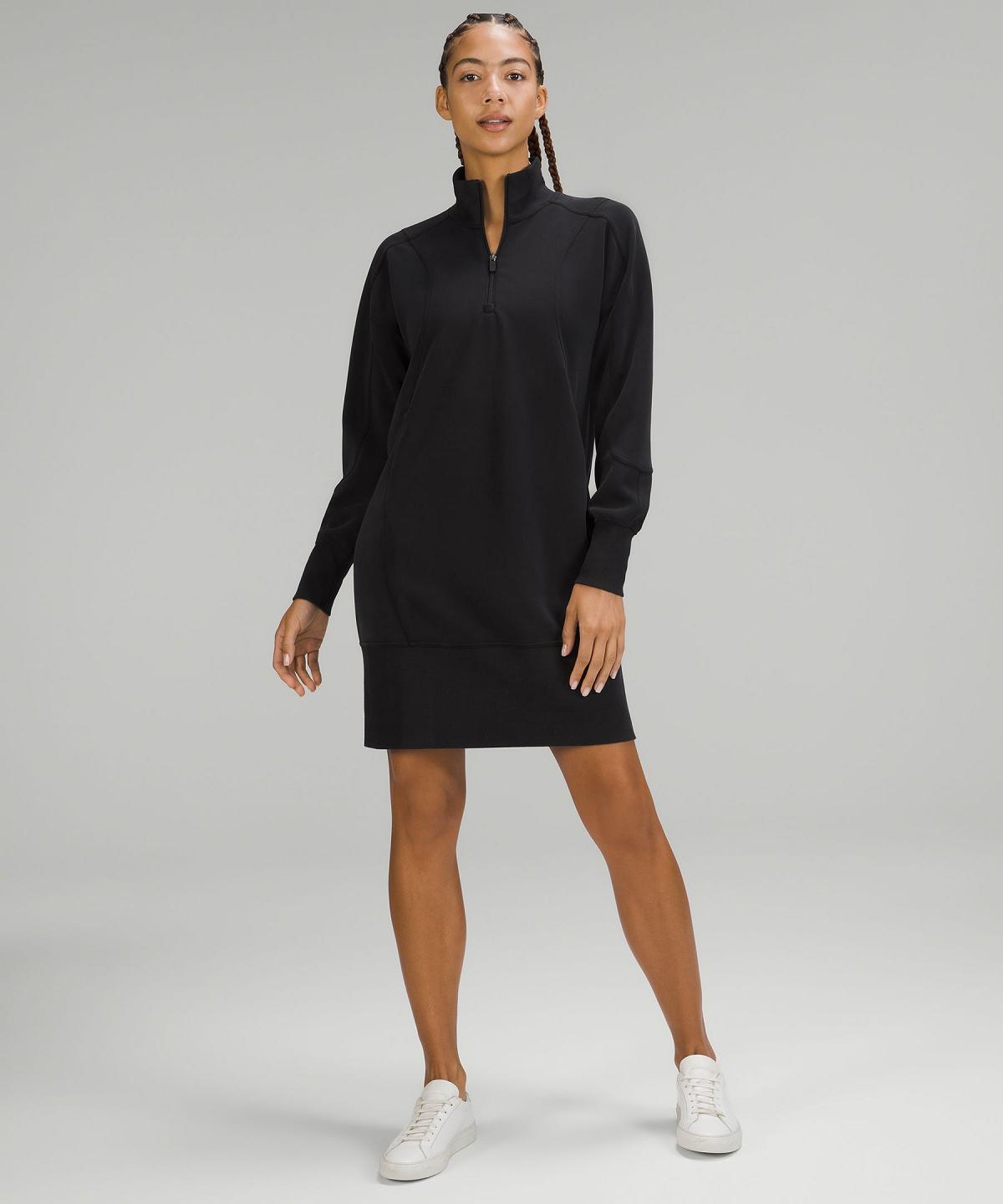 Black Lululemon Softstreme Long-Sleeve Half-Zip Women Dress | NZ_LuLu60340