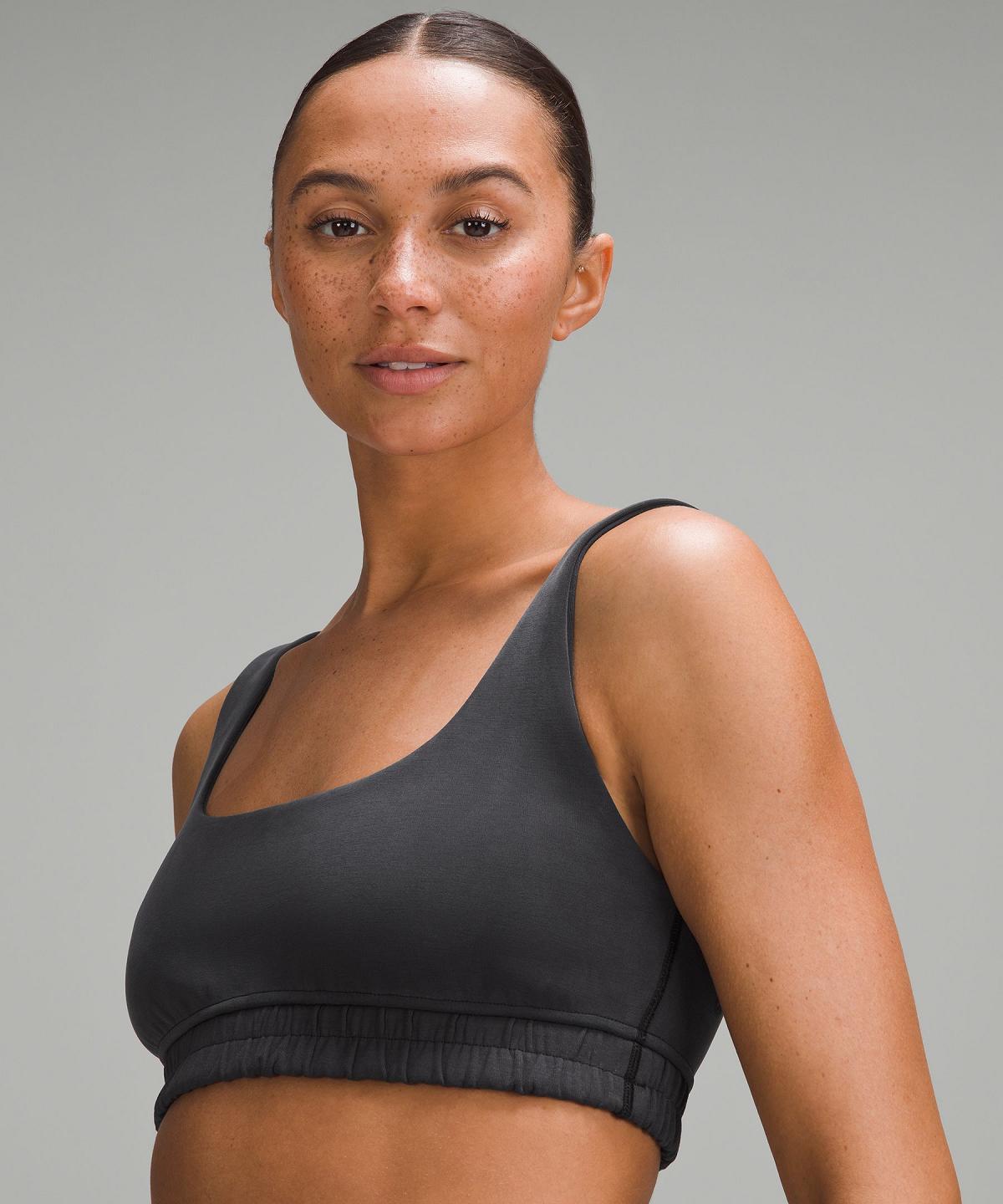 Black Lululemon Softstreme Scoop-Neck Women Sports Bra | NZ_LuLu76651