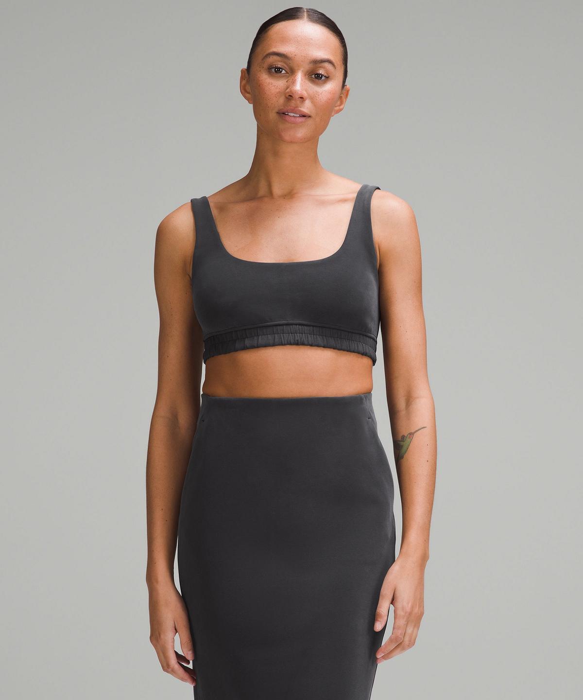 Black Lululemon Softstreme Scoop-Neck Women Sports Bra | NZ_LuLu76651