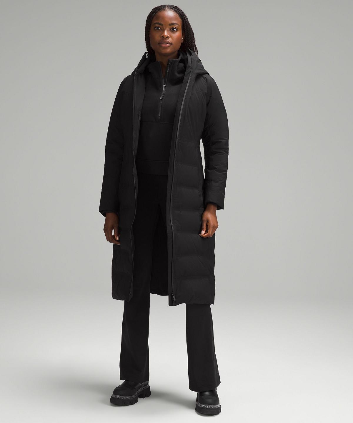 Black Lululemon StretchSeal Sleet Street Long Women Coats & Jackets | NZ_LuLu31122