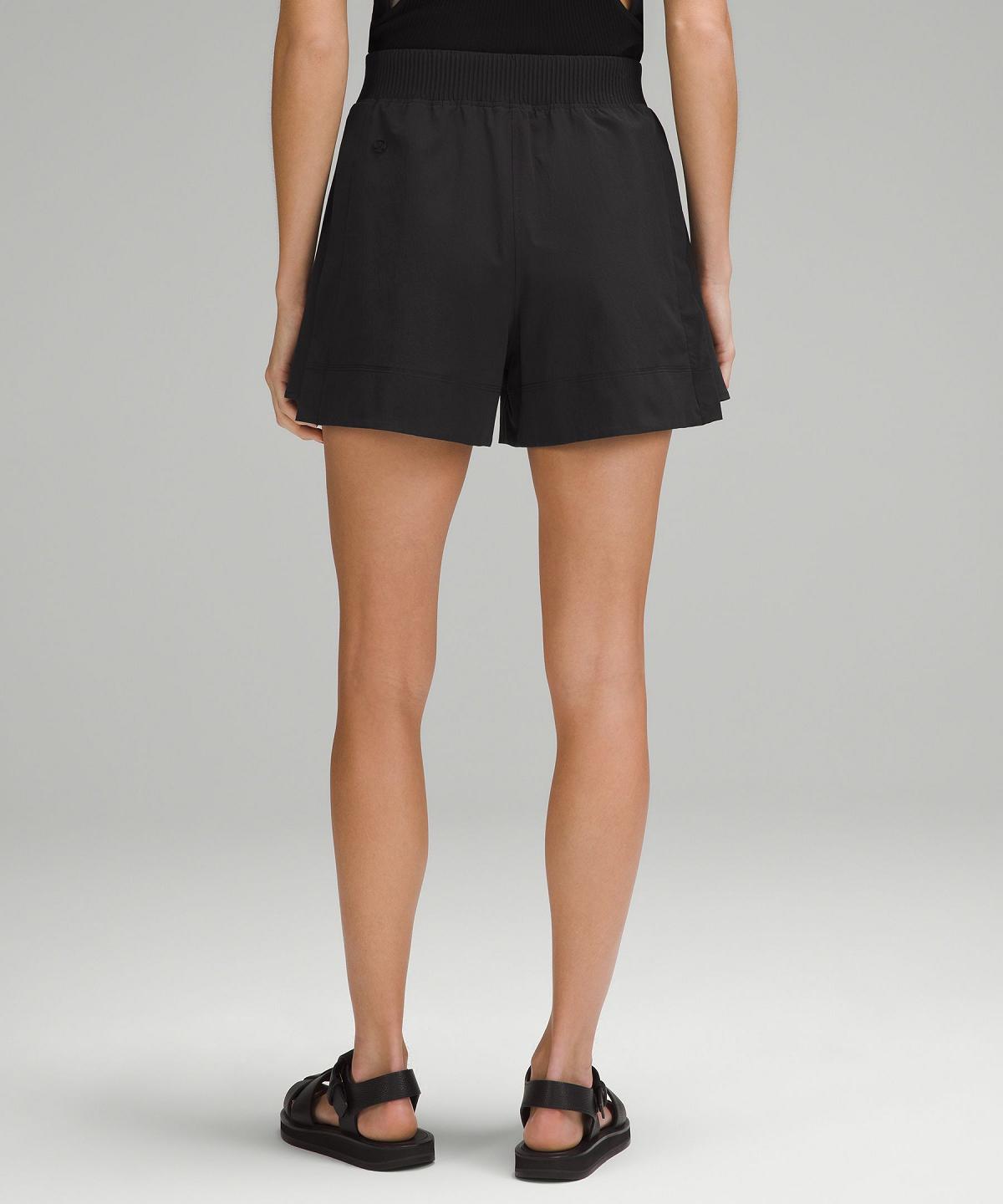 Black Lululemon Stretch Woven Relaxed-Fit High-Rise 4" Women Shorts | NZ_LuLu28946