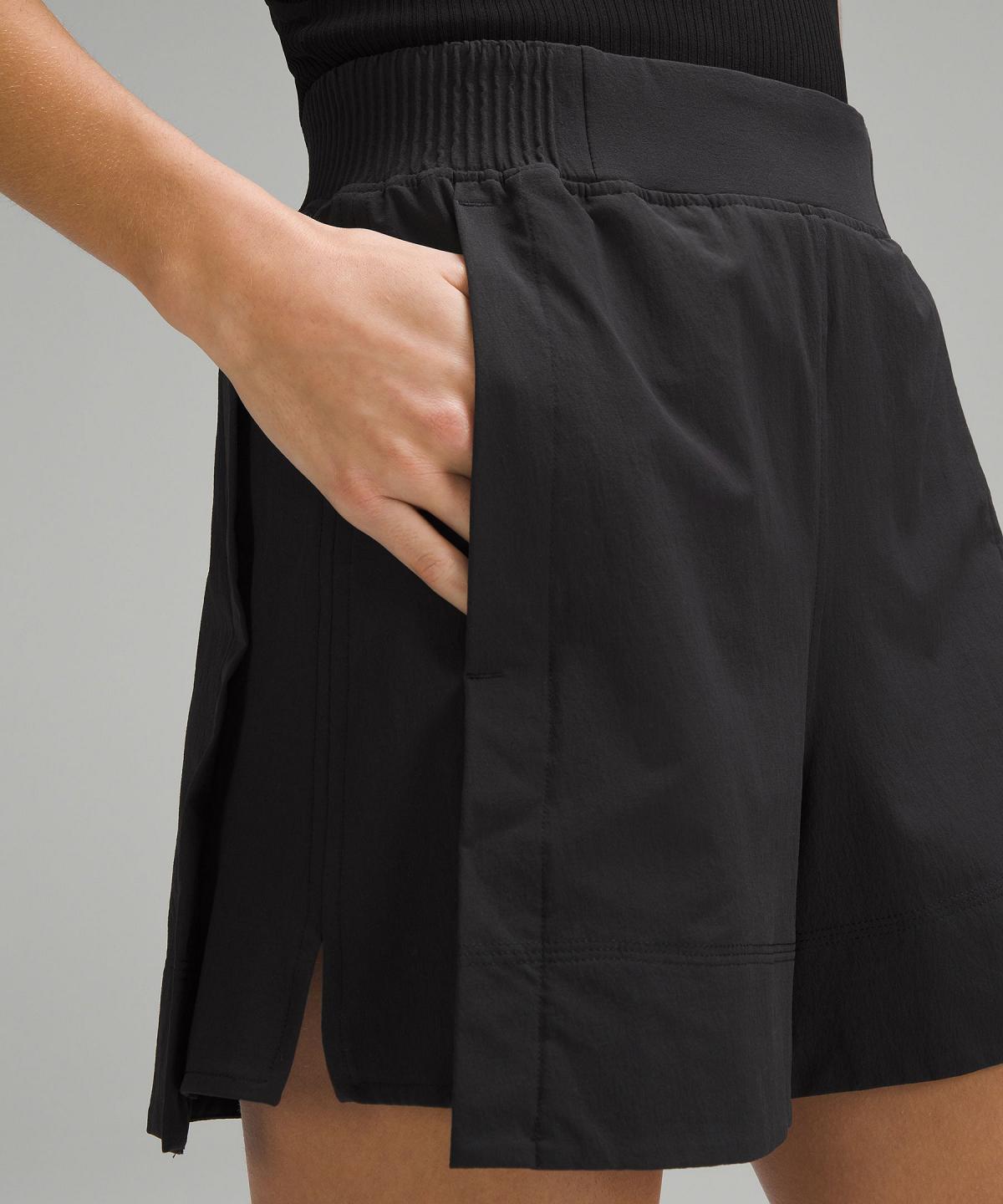 Black Lululemon Stretch Woven Relaxed-Fit High-Rise 4" Women Shorts | NZ_LuLu28946